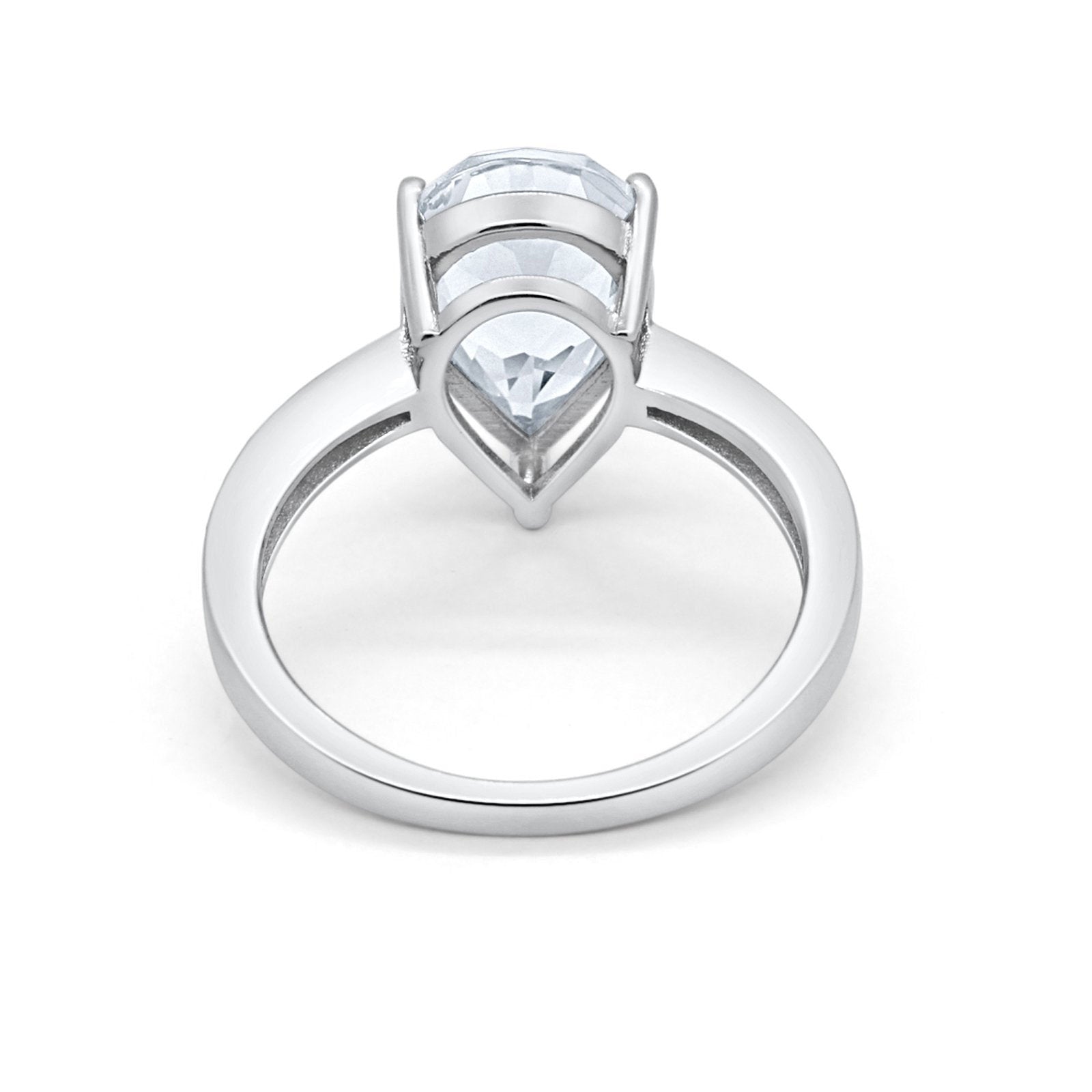 14K White Gold Teardrop Pear Bridal Wedding Engagement Ring Simulated CZ