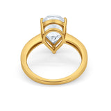 14K Yellow Gold Teardrop Pear Bridal Wedding Engagement Ring Simulated CZ