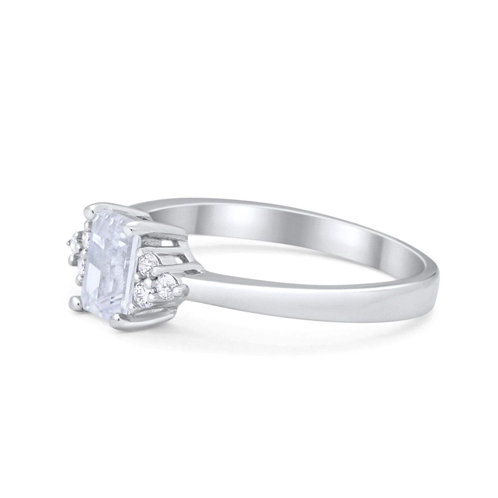 14K White Gold Radiant Cut Engagement Ring Simulated CZ Size-7