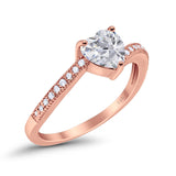 14K Rose Gold Heart Promise Ring Simulated Cubic Zirconia Size-7