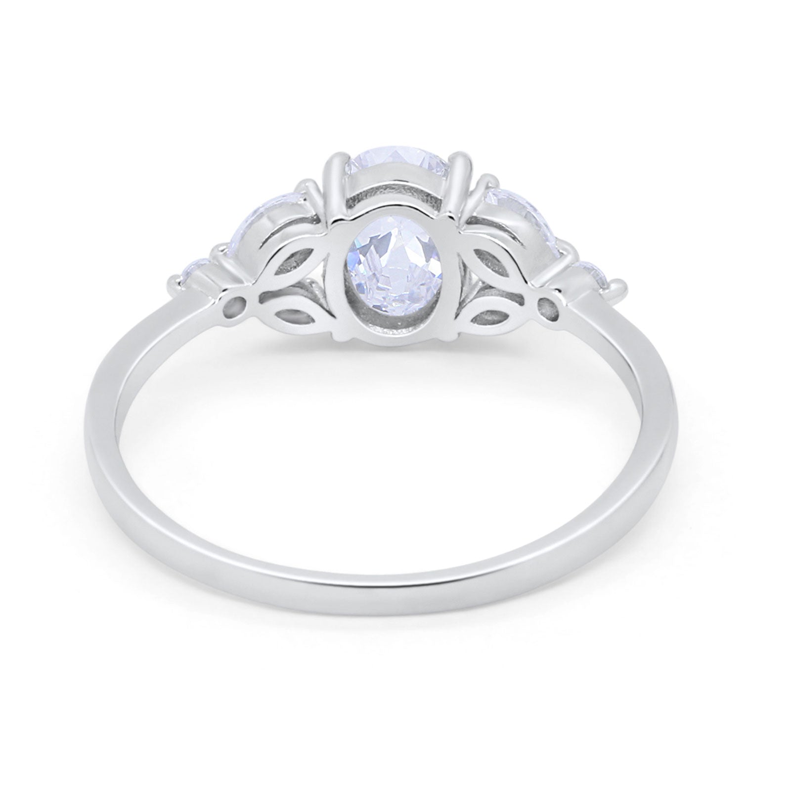 14K White Gold Oval Art Deco Engagement Ring Marquise Simulated CZ Size-7