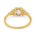 14K Yellow Gold Oval Art Deco Engagement Ring Marquise Simulated CZ Size-7