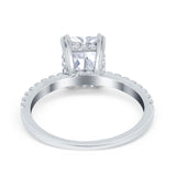 14K White Gold Art Deco Radiant Cut Engagement Ring Simulated Cubic Zirconia Size-7