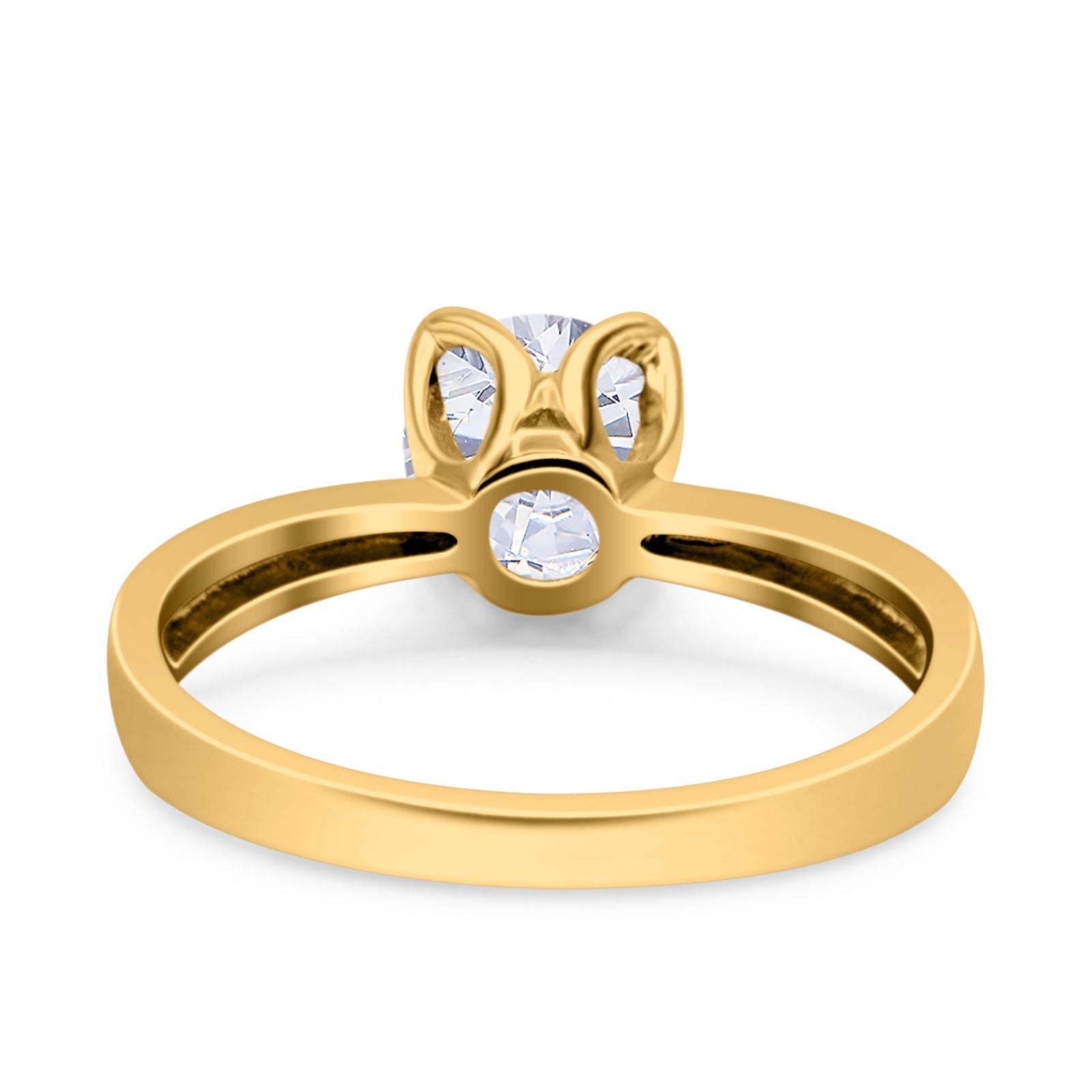 14K Yellow Gold Round Solitaire Simulated CZ Wedding Engagement Ring Size 7