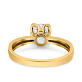 14K Yellow Gold Round Solitaire Simulated CZ Wedding Engagement Ring Size 7