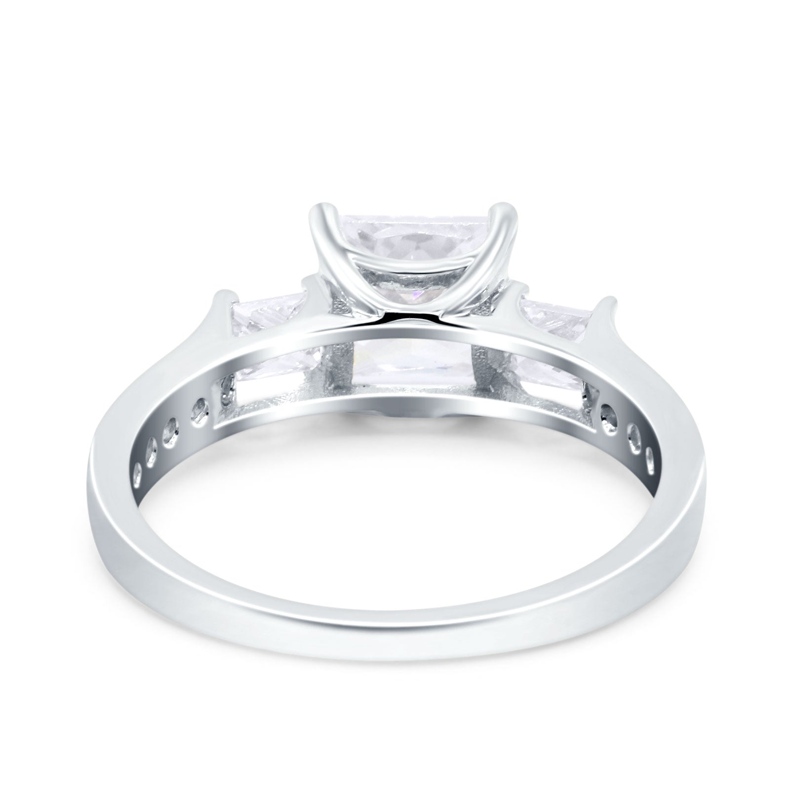 14K White Gold Princess Cut Art Deco Bridal Simulated CZ Wedding Engagement Ring Size 7