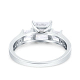 14K White Gold Princess Cut Art Deco Bridal Simulated CZ Wedding Engagement Ring Size 7
