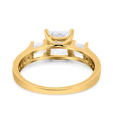 14K Yellow Gold Princess Cut Art Deco Bridal Simulated CZ Wedding Engagement Ring Size 7