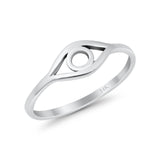 14K White Gold Evil Eye Simple Wedding Engagement Ring (6mm)