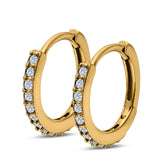 14K Yellow Gold Half Eternity Hoop Earrings Round Simulated Cubic Zirconia (16mm)