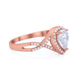 14K Rose Gold Teardrop Wedding Promise Ring Infinity Round Simulated CZ