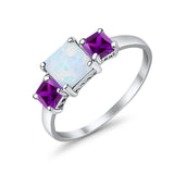Halo Art Deco Wedding Ring Round Lab Created White Opal 925 Sterling Silver