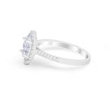 Oval Wedding Ring Halo Vintage Round Simulated CZ 925 Sterling Silver