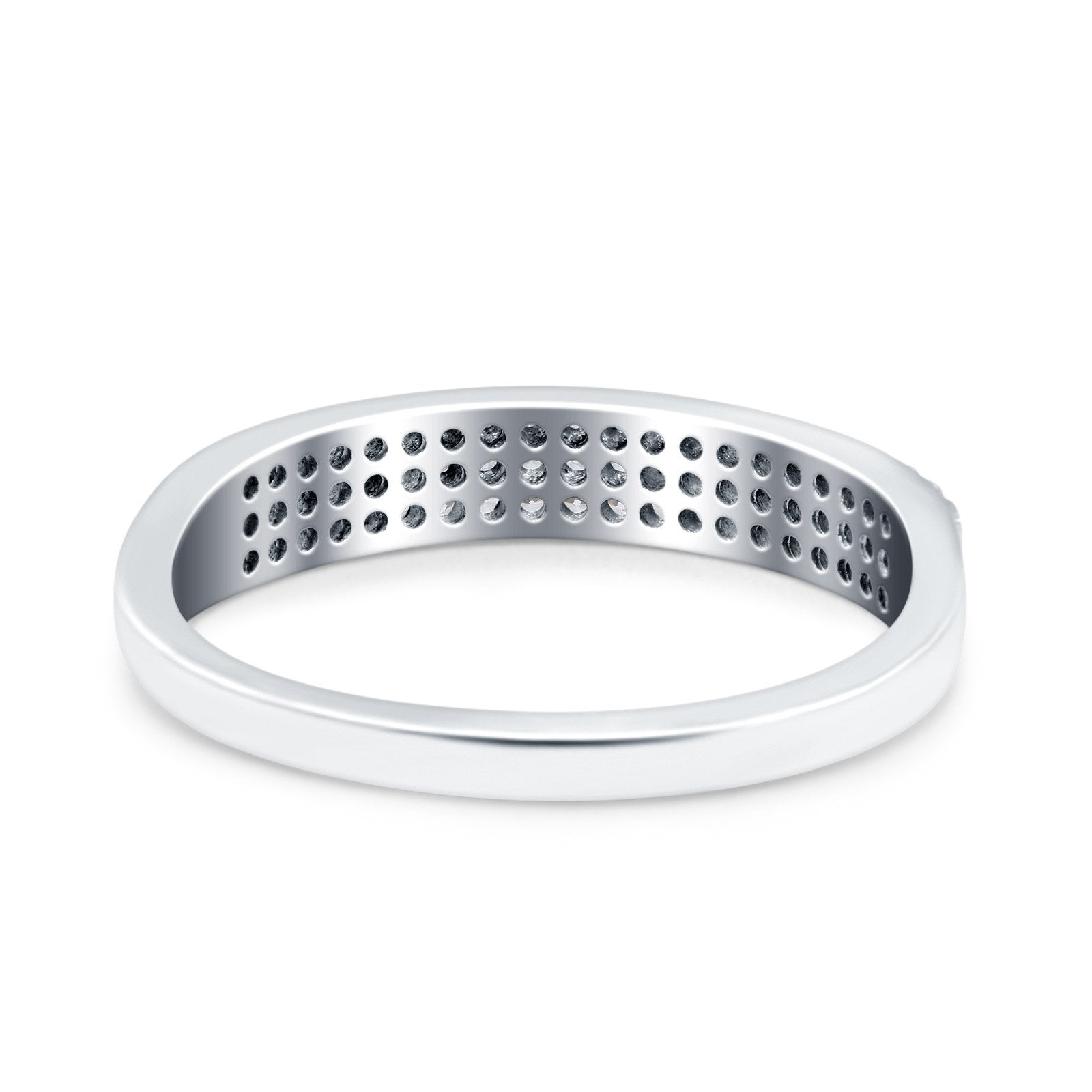 Half Eternity Ring Engagement Band Round Pave Simulated CZ 925 Sterling Silver (4mm)