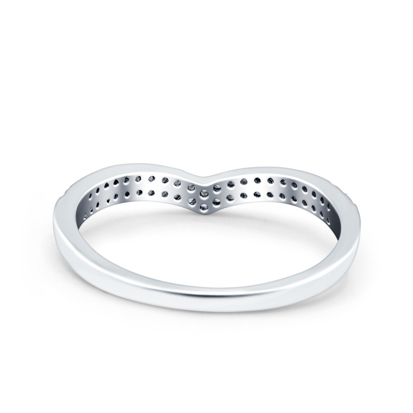 Half Eternity Ring Wedding Band Round Pave Simulated CZ 925 Sterling Silver (5mm)