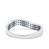 Half Eternity Wedding Band Round Curved Thumb Ring Pave Simulated CZ 925 Sterling Silver (7mm)