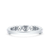 Half Eternity Ring Wedding Band Heart Round Pave Simulated CZ 925 Sterling Silver (4mm)