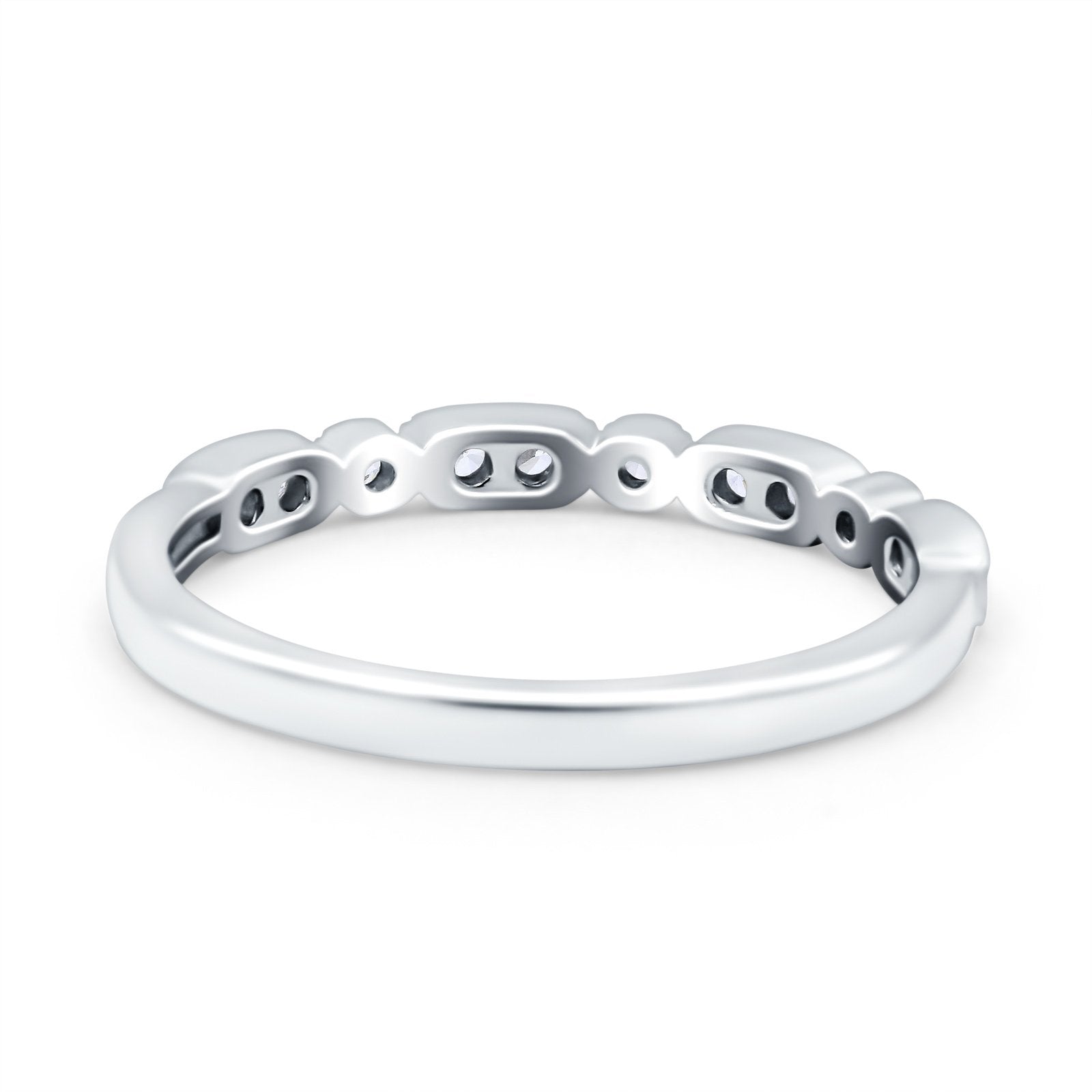 Half Eternity Ring Wedding Band Round Pave Simulated CZ 925 Sterling Silver (2.5mm)