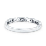 Half Eternity Ring Wedding Band Round Pave Simulated CZ 925 Sterling Silver (2.5mm)
