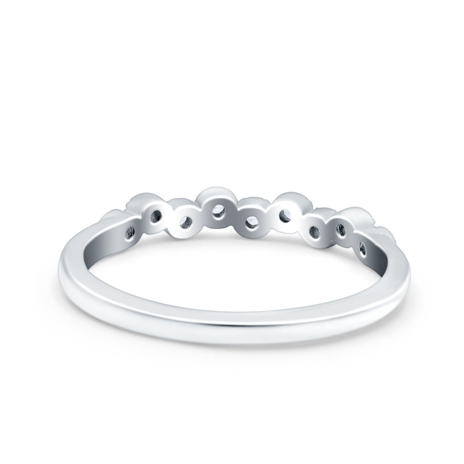 Half Eternity Ring Wedding Band Round Pave Simulated CZ 925 Sterling Silver (3mm)