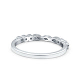Half Eternity Ring Wedding Band Marquise Round Pave Simulated CZ 925 Sterling Silver (2mm)