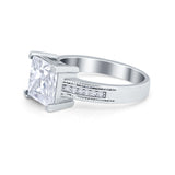 Cushion Cut Wedding Ring Simulated Cubic Zirconia Accent 925 Sterling Silver