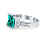 Cushion Cut Wedding Ring Simulated Paraiba Tourmaline CZ Accent 925 Sterling Silver