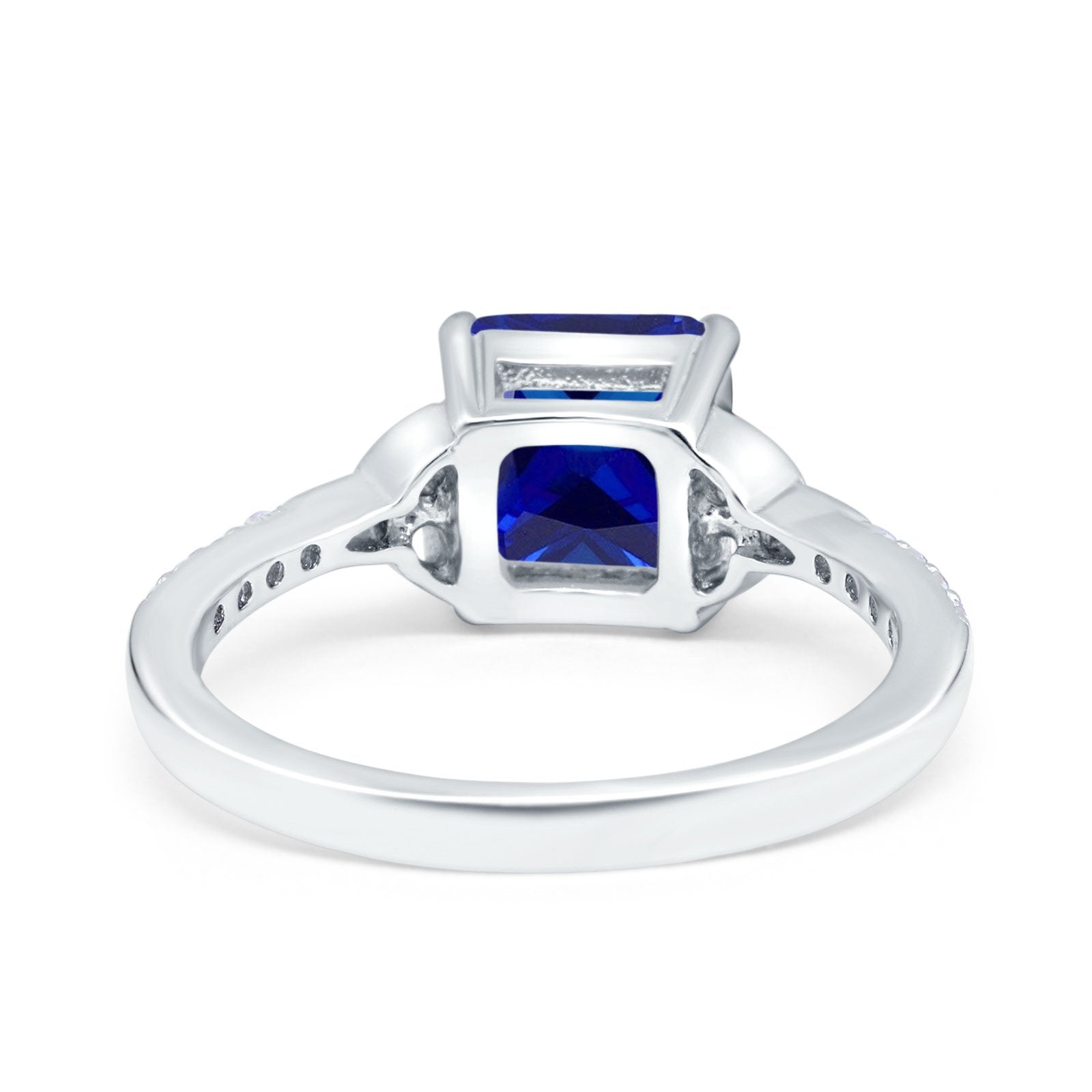 Cushion Cut Celtic Wedding Ring Simulated Blue Sapphire CZ 925 Sterling Silver