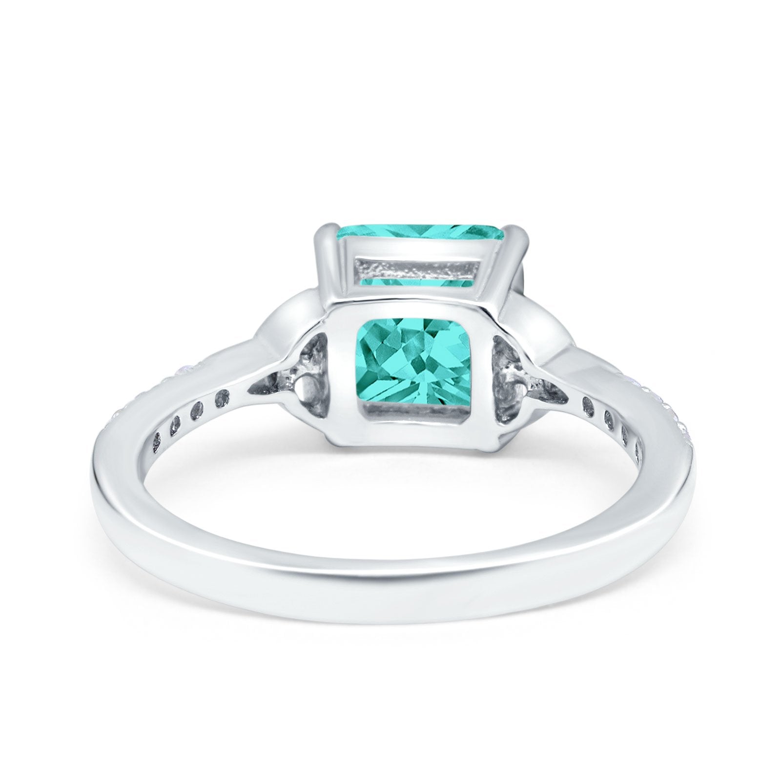 Cushion Cut Celtic Wedding Ring Simulated Paraiba Tourmaline CZ 925 Sterling Silver