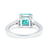 Cushion Cut Celtic Wedding Ring Simulated Paraiba Tourmaline CZ 925 Sterling Silver