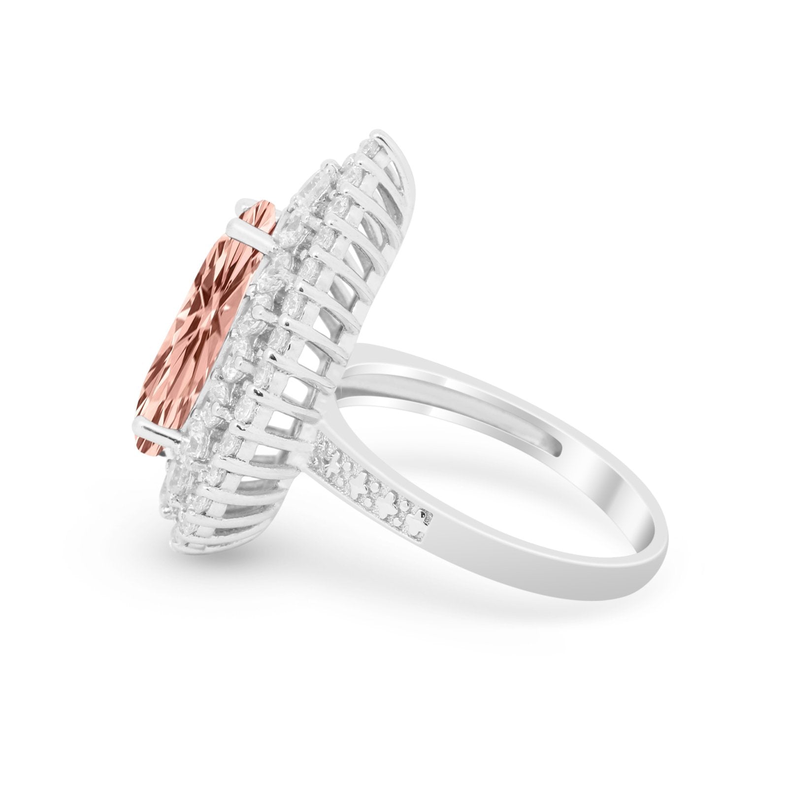 Teardrop Cocktail Ring Pear Simulated Morganite CZ 925 Sterling Silver