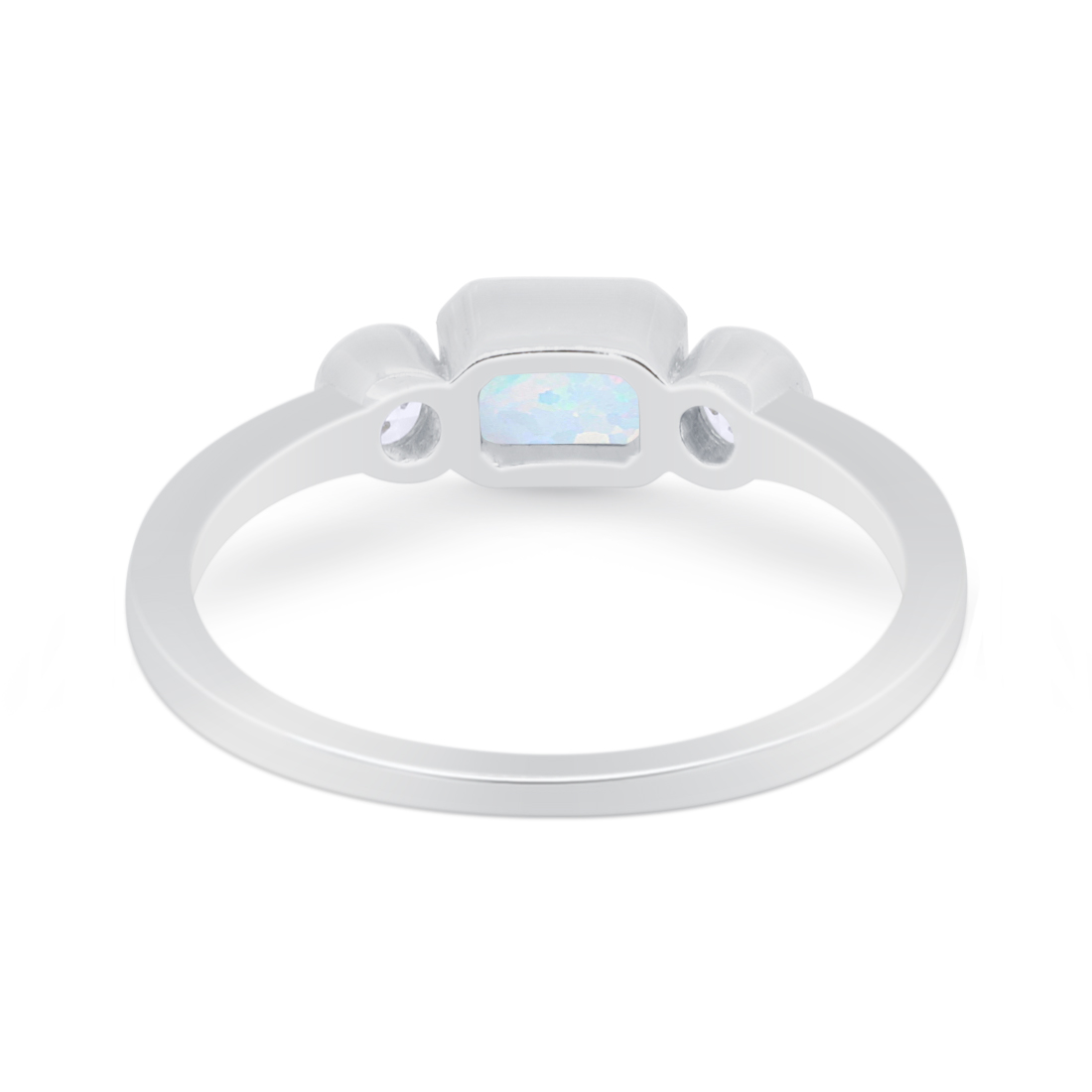 Petite Dainty Fashion Created White Opal Thumb Ring 925 Sterling Silver