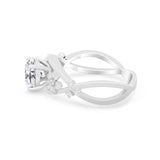 Plumeria Flower Infinity Shank Wedding Ring Simulated CZ 925 Sterling Silver