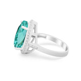 Teardrop Cocktail Engagement Ring Simulated Paraiba Tourmaline CZ 925 Sterling Silver