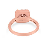 Halo Princess Cut Wedding Ring Rose Tone, Simulated Morganite CZ 925 Sterling Silver