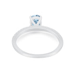 Solitaire Accent Oval Engagement Ring Simulated Aquamarine CZ 925 Sterling Silver