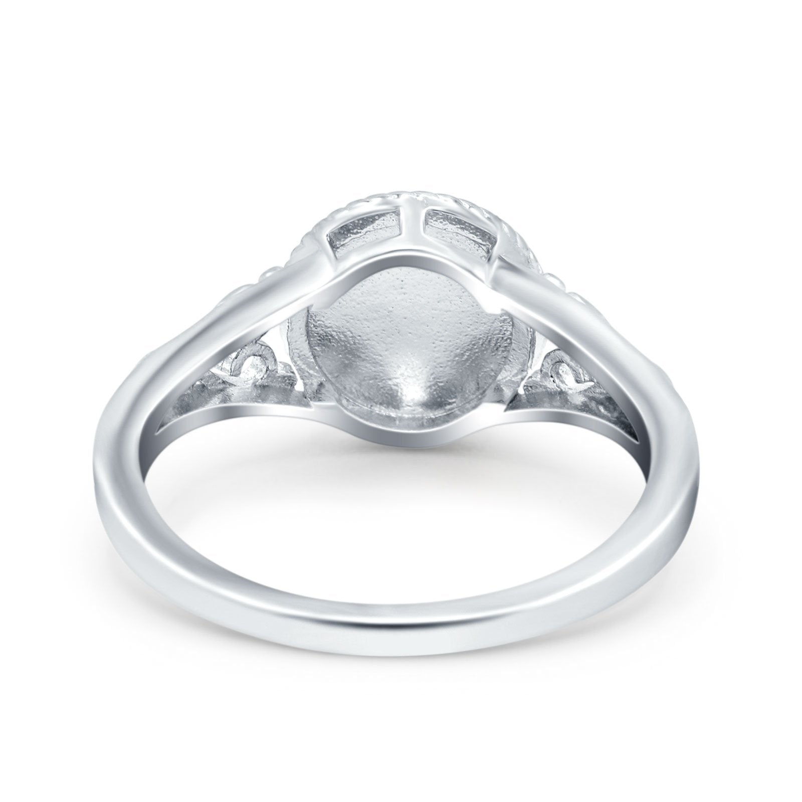Art Deco Wedding Ring Solitaire Lab Created White Opal 925 Sterling Silver