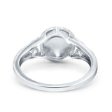 Art Deco Wedding Ring Solitaire Lab Created White Opal 925 Sterling Silver