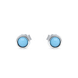 Half Ball Stud Earrings 5mm Round Turquoise 925 Sterling Silver