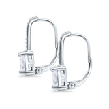 Round LeverBack Earrings Hoop Huggie Design Simulated Cubic Zirconia 925 Sterling Silver (22mm)