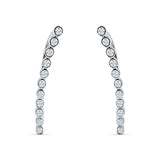 Threader Stud Earrings Bezel Line Cubic Zirconia 925 Sterling Silver Wholesale