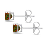 Solitaire Princess Stud Earrings Created Black Opal 925 Sterling Silver Wholesale