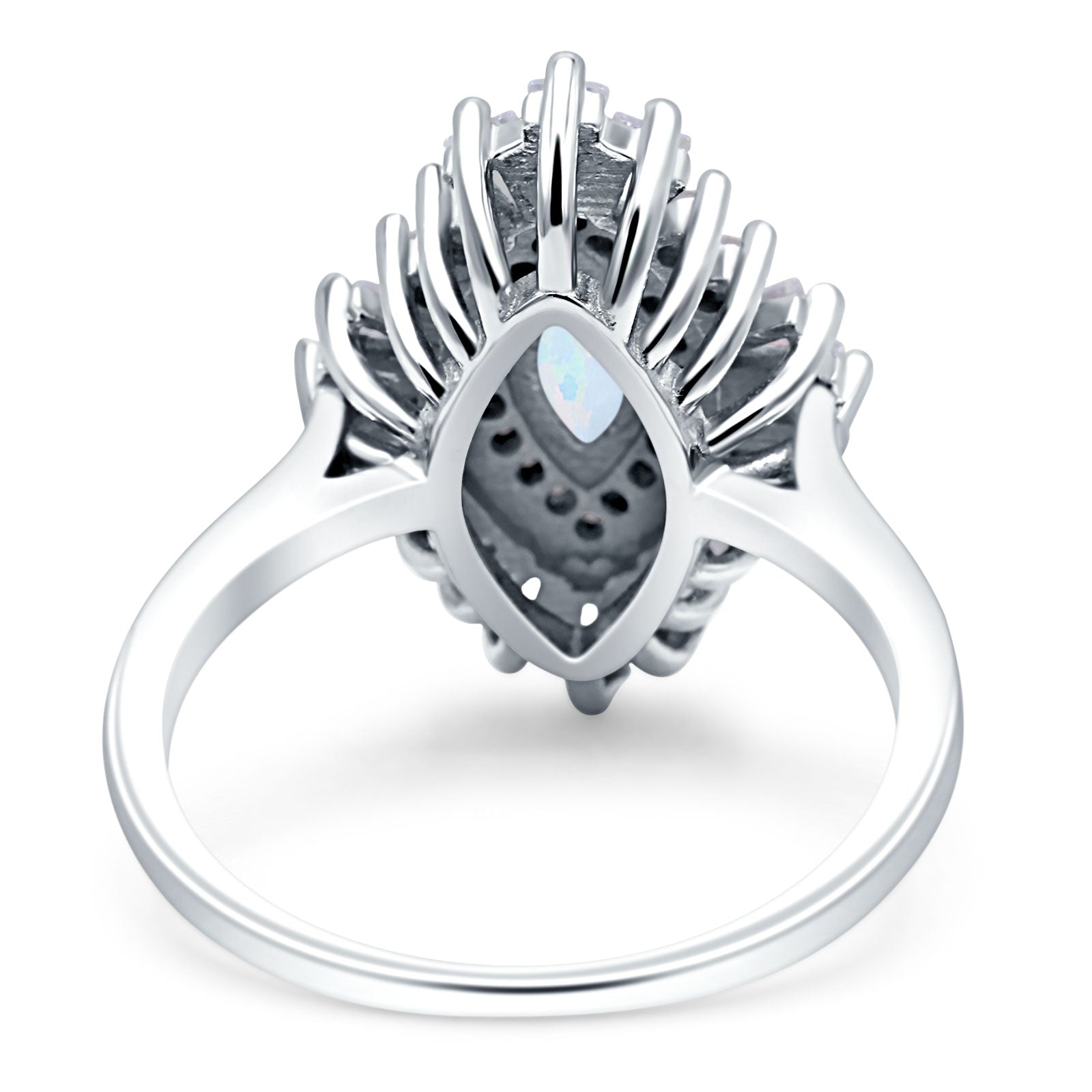 Art Deco Marquise Engagement Ring Lab Created White Opal 925 Sterling Silver Wholesale