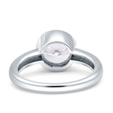 Bezel Set 7mm Round Engagement Ring Cubic Zirconia 925 Sterling Silver Wholesale