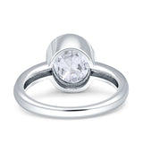 Bezel Set 9mmX7mm Oval Engagement Ring Cubic Zirconia 925 Sterling Silver Wholesale