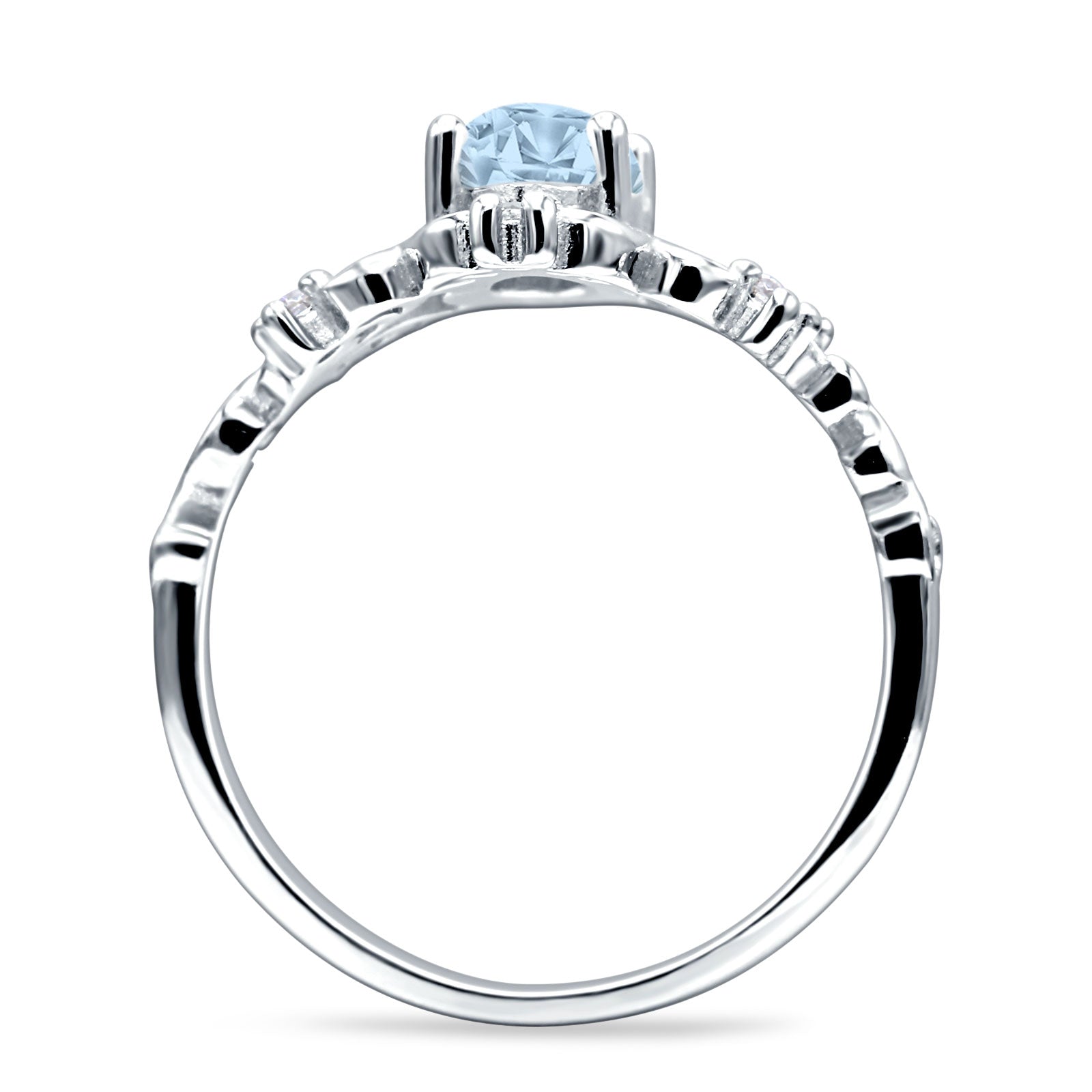 Vintage Style Engagement Ring Marquise Aquamarine CZ 925 Sterling Silver Wholesale