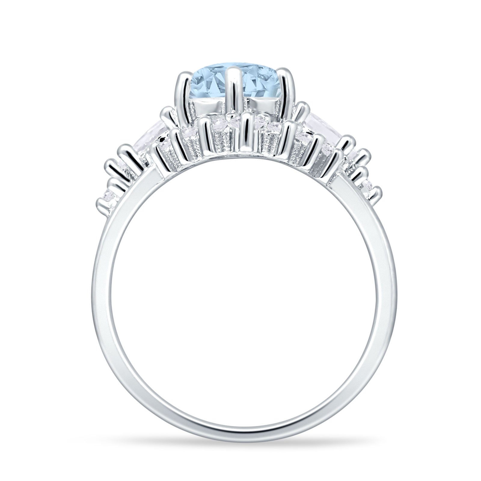 Two Piece Round Vintage Style Bridal Ring Aquamarine CZ 925 Sterling Silver Wholesale