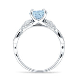 Vintage Style Sunflower Round Aquamarine CZ Ring 925 Sterling Silver Wholesale