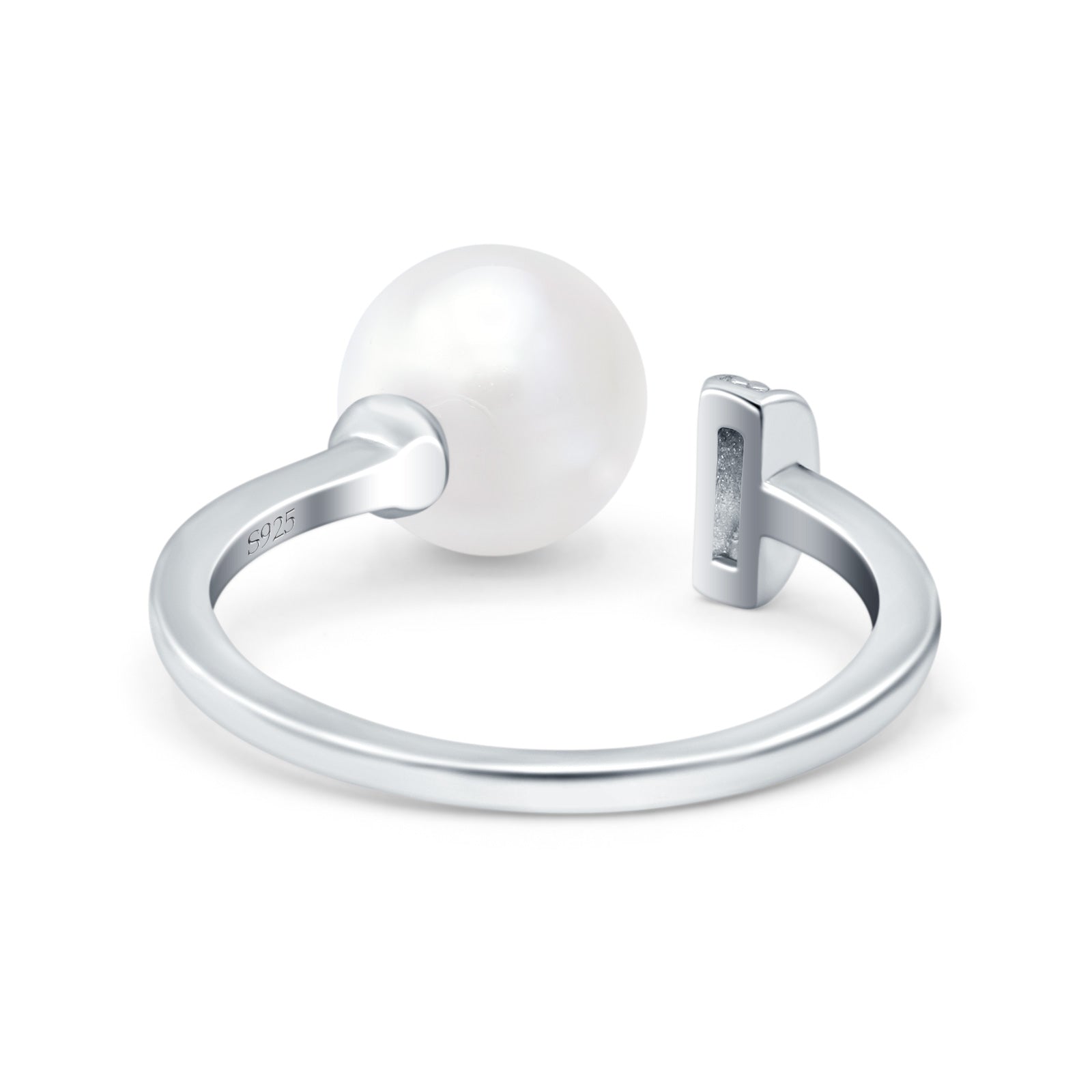 Round Pearl Simulated Cubic Zirconia 925 Sterling Silver