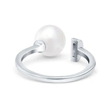 Round Pearl Simulated Cubic Zirconia 925 Sterling Silver